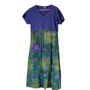 Usindo Y2K  Dress Womens Med Purple Floral Beaded Fairy Peasant